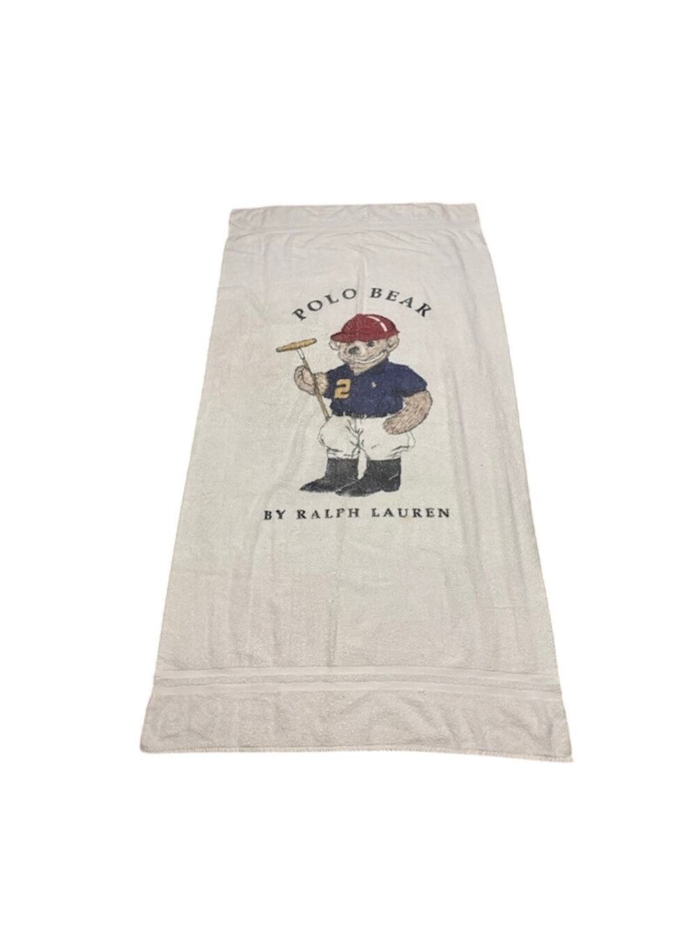 Ralph Lauren Polo Bear Beach Towel White Polo Player Bath Towel Large